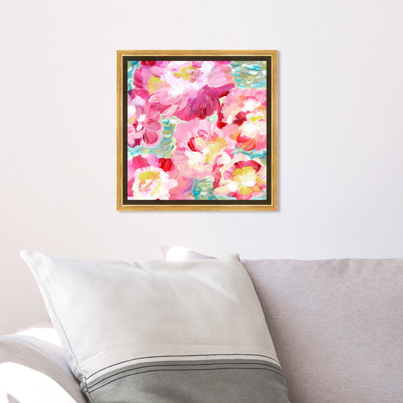 Fleurs florales et botaniques encadrées, reproduction d'art sur toile, Toile encadrée d'or, H 12 po x l 12 po x P 1,5 po