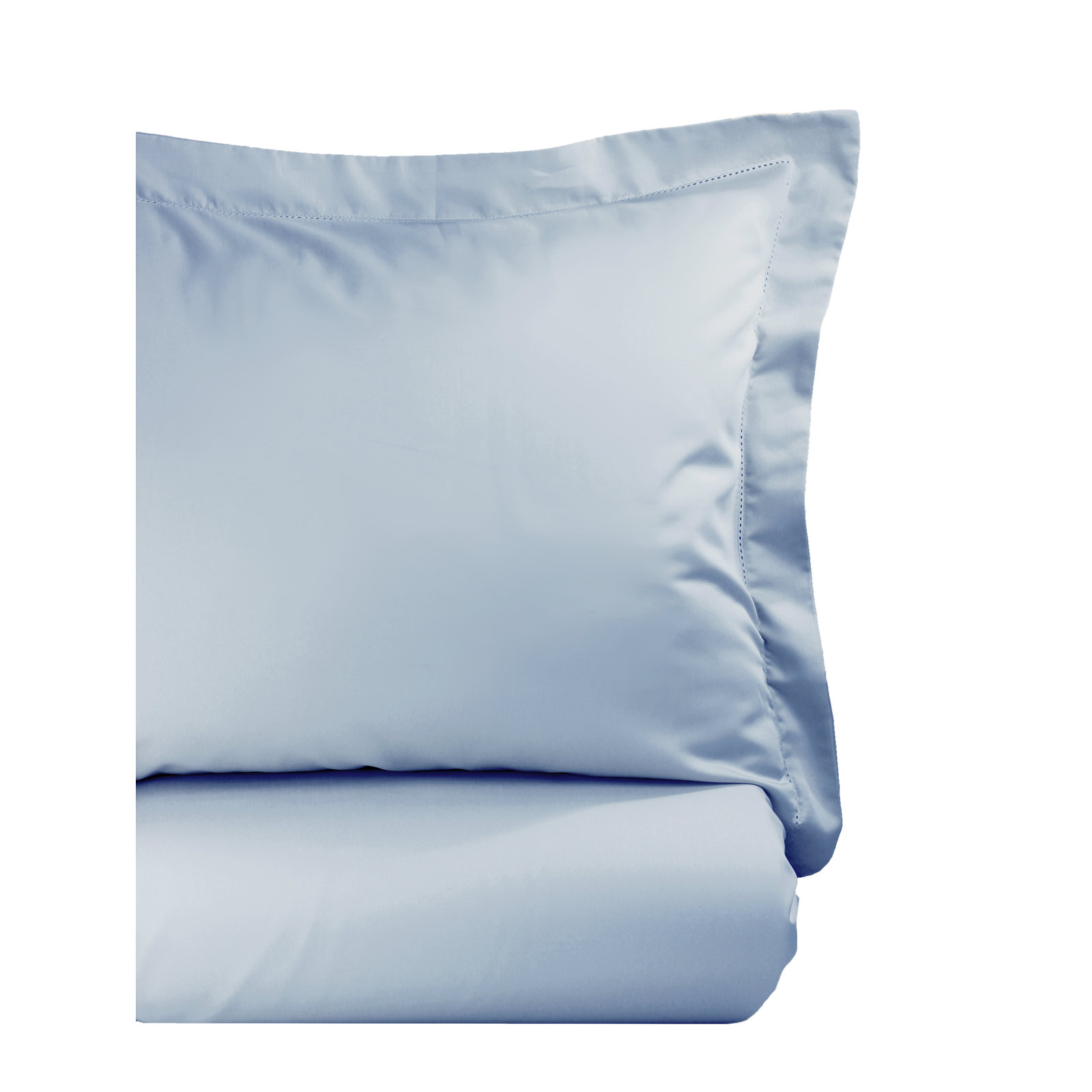 Hemstitch Cotton Duvet Cover Set, Twin, Blue