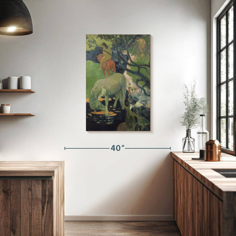Brampt le cheval blanc, H 36 po x l 24 po