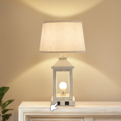 Set Of 2 Vintage Table Lamps With USB C+A, AC Outlet, And Nightlight For Living Room And Bedroom