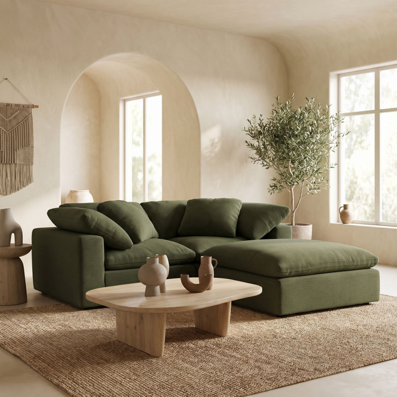 Fluff 89" Reversible Sectional, Avocado Polyester