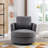 32"W Slipcovered Upholstered Swivel Barrel Chair-1912470075