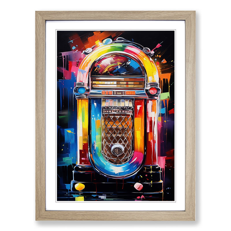 Jukebox Abstract Framed Print, Oak Framed, 64cm H x 46cm W x 2cm D