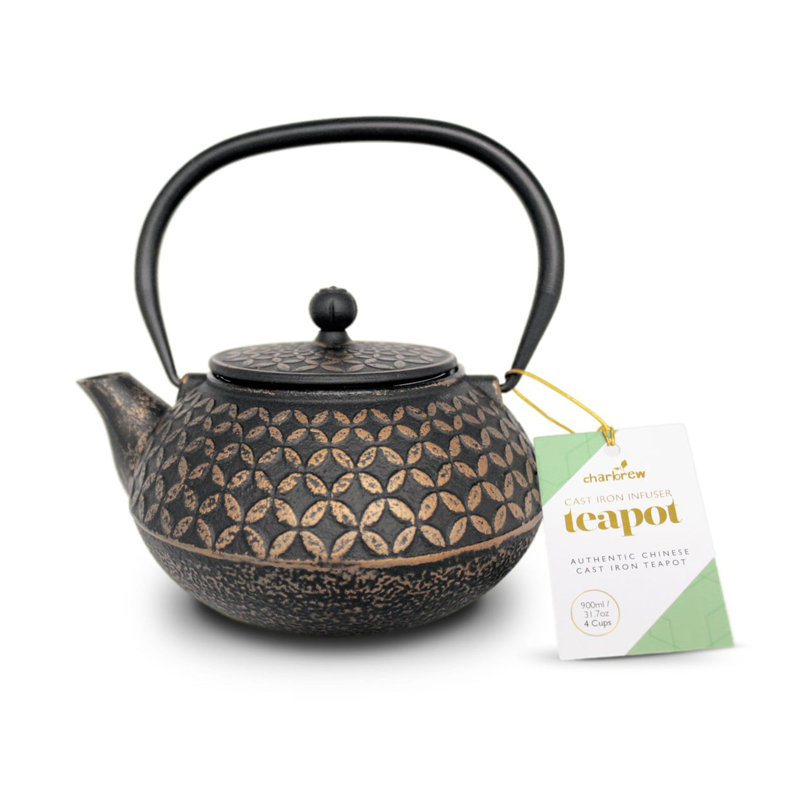 Latitude Vive Celio 900ml Cast Iron Black & Copper Teapot