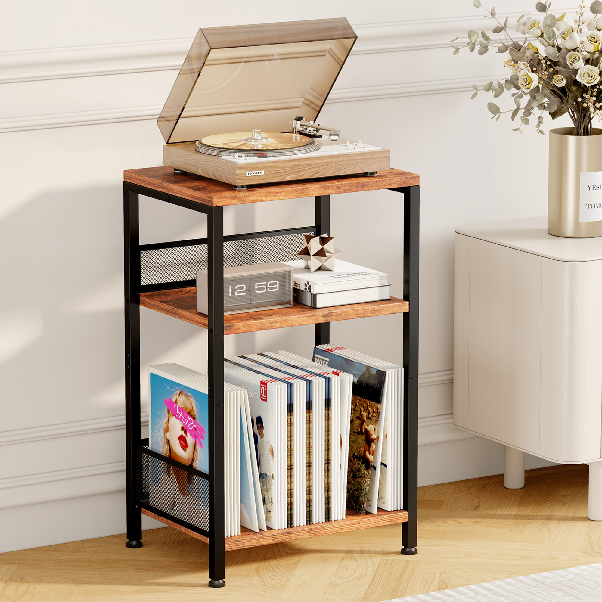 Concerts Racks 17 Stories 3 Tier Record Player Stand Audio Rack | Wayfair