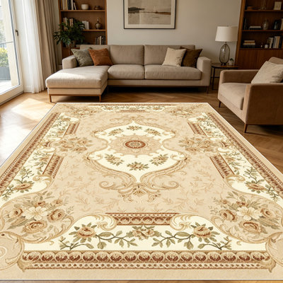 Tapis rococo vintage européen de 1 pièce pour le salon, doux et confortable, adapté à toutes les saisons, facile à entretenir, lavable à la machine, tapis de ferme sous la table convenant à la salle à manger, la chambre à coucher, le vestibule, le couloir, la cuisine,