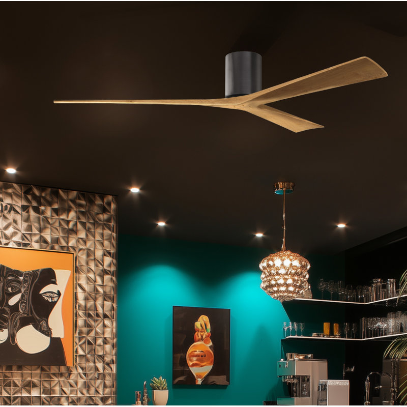 Ventilateur de plafond à 3 pales Olivier, Étain brossé, Ton érable clair, 72"