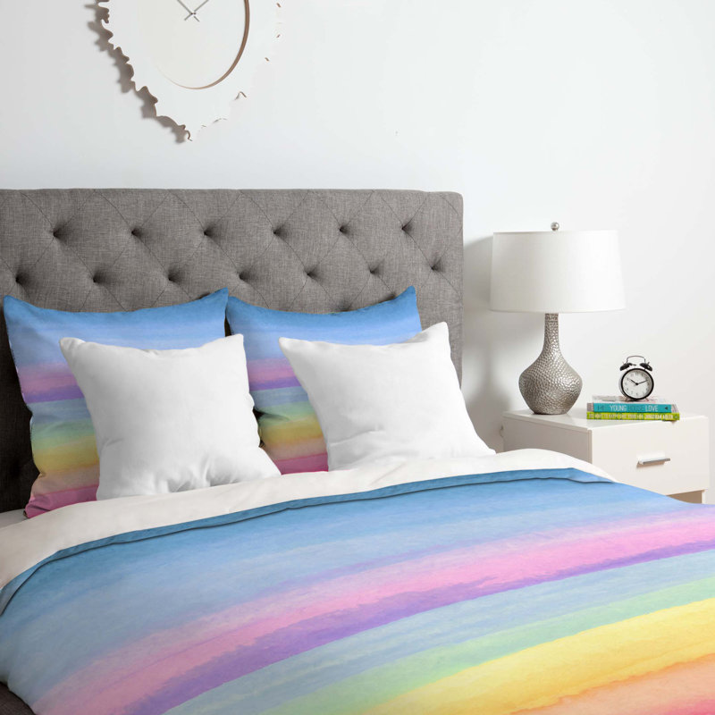 Ensemble de housse de couette dégradé arc-en-ciel, Housse de couette simple / simple TG et 1 taie dé