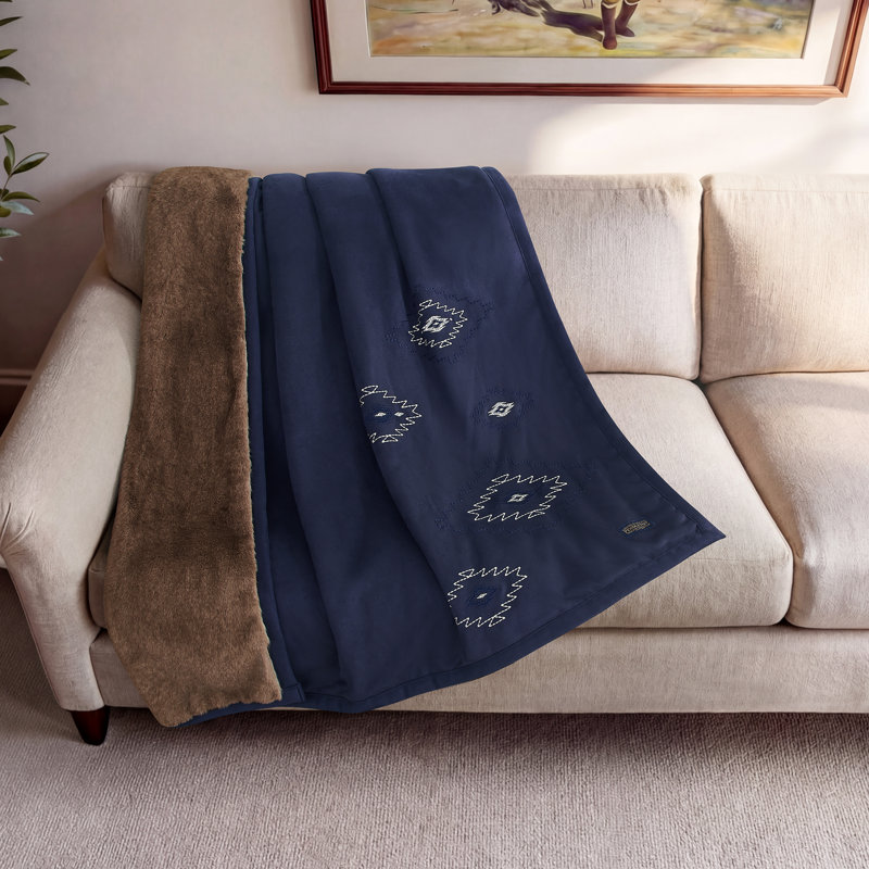 Plaid Mesilla en faux suède 50 x 70 po, Blue