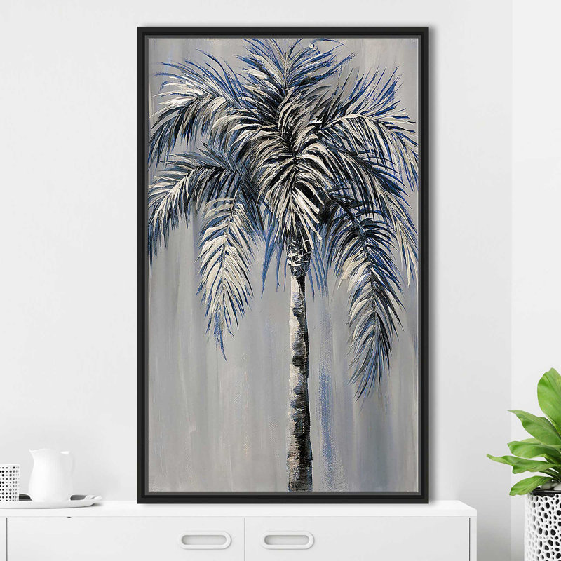 «Palm Magic Evening I» par Nan - Peinture, Cadre flottant noir, H 51,5 po x l 31,5 po x P 2 po