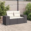 Canapé de jardin Vidaxl en rotin de polyester noir et crème et acier thermolaqué