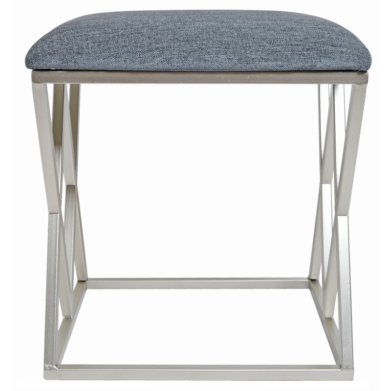 Millton Accent Stool, Grey, Silver Base