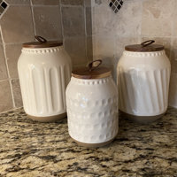 Tabletops Gallery Ziggy 3-Piece Ceramic Canister Set with Acacia Wood Lids  TTU-06573-EC - The Home Depot