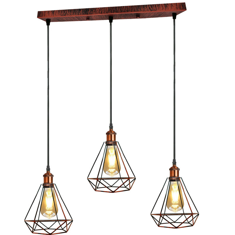 Gamada 3 - Light Kitchen Island Pendant, Rustic Red