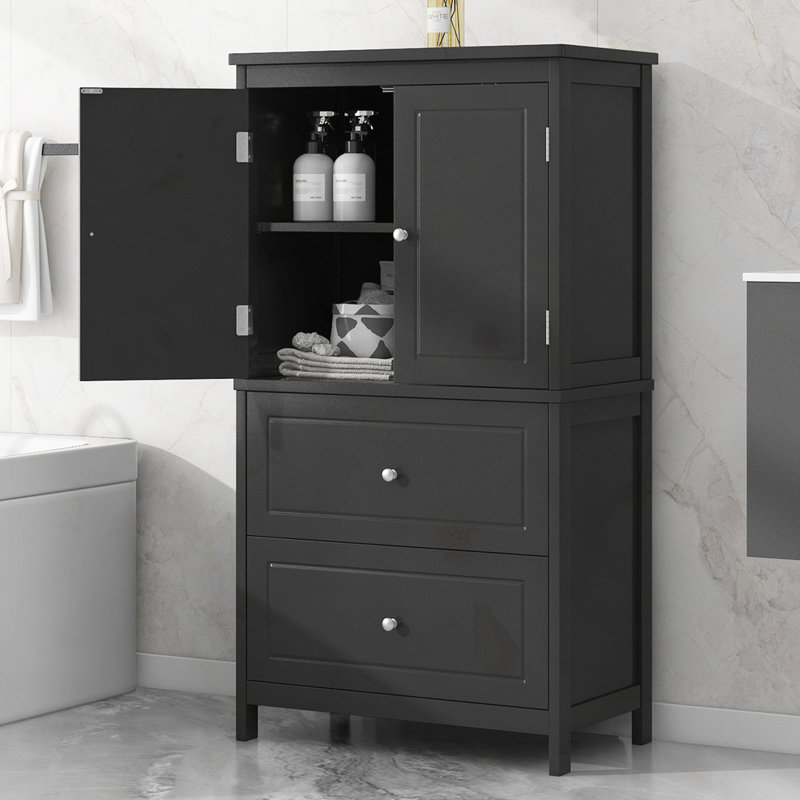 Unité de rangement de salle de bain avec 4 portes, Noir