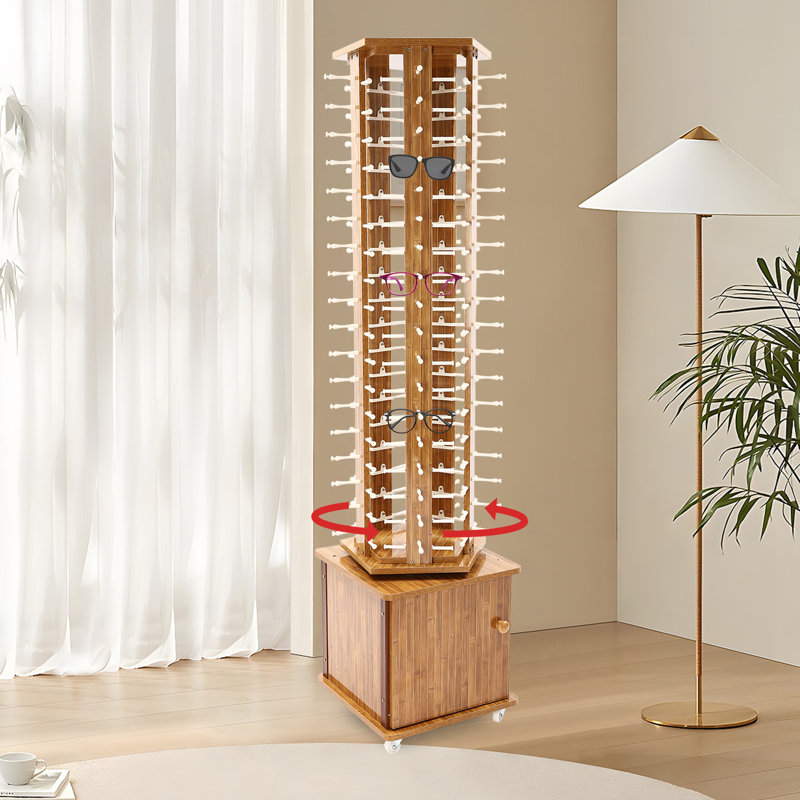 Jorun 5-Sided Floor Sunglasses Display Rack Storage Rack with Wheels