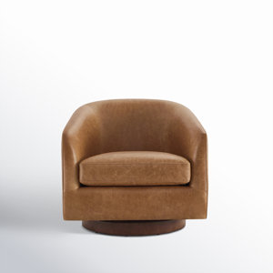 Bennett Genuine Leather Swivel Barrel Chair