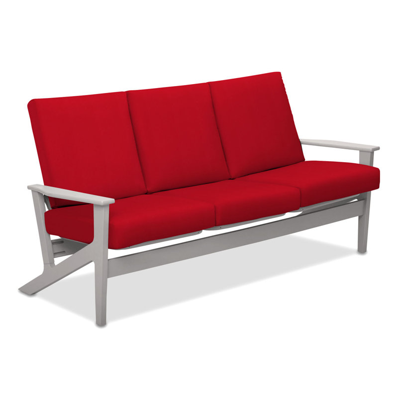 Chrisa 74.5'' Wide Patio Sofa with Cushions, Red, Snow