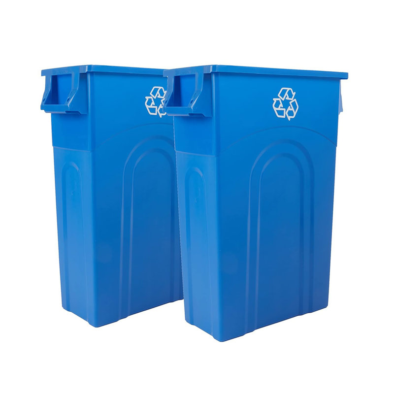 United Solutions Highboy Waste Container, 23 Gal, 2 Pack, Space Saving, Blue