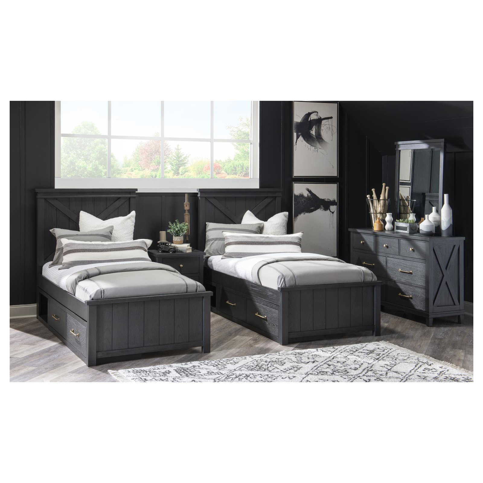 COMPLETE PANEL BED 33, Twin, Black
