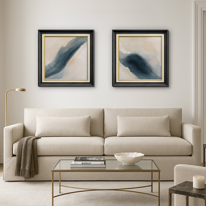 2 pièces, reproduction d'art sur toile encadrée pour une décoration moderne, H 26 po x l 26 po, Black Gallery Frame