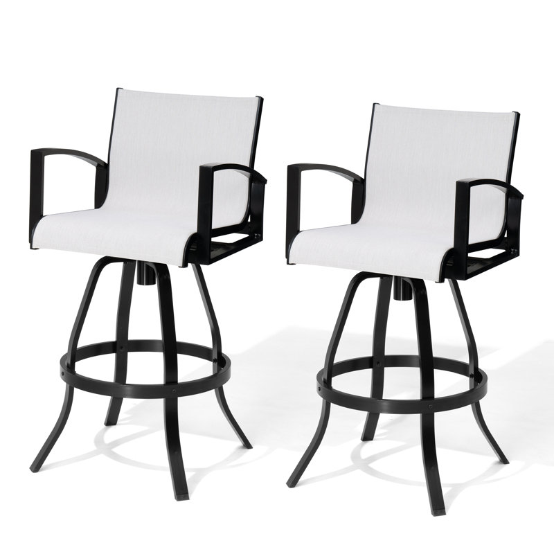 Tabouret de bar pivotant en aluminium avec dossier Sunbrella, Huître