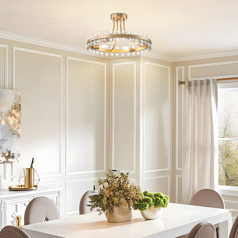 Jackeline 4 - Light Chandelier Style Circle Semi Flush Mount, Brass