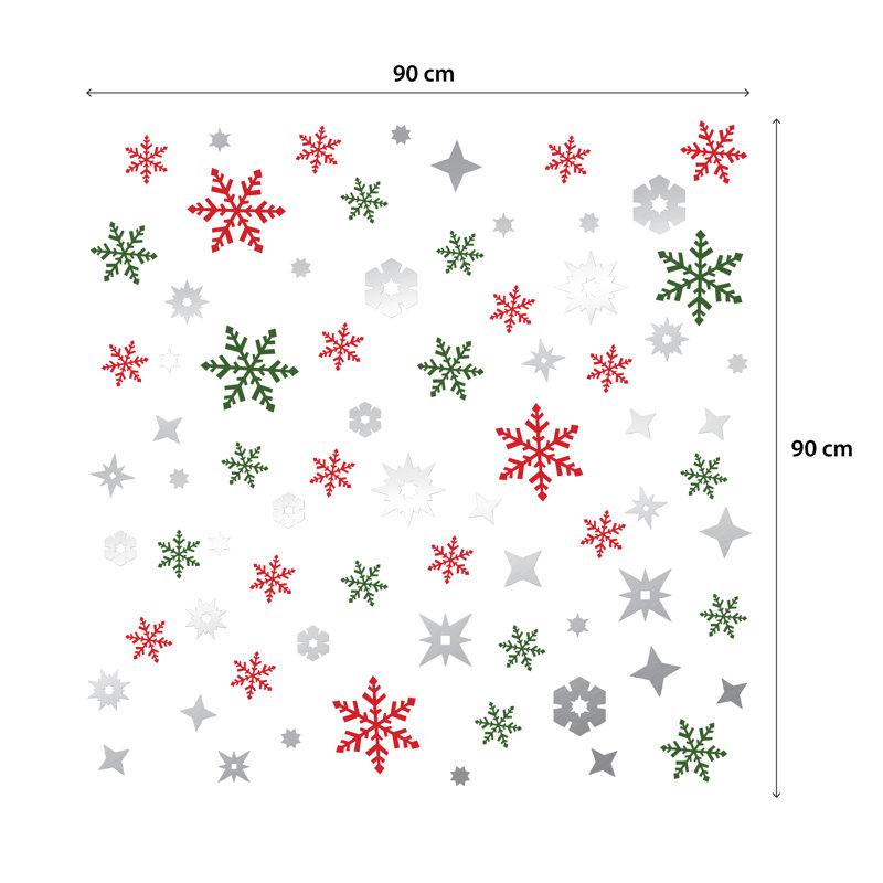 Colorful and Silver Christmas Snowflakes Wall Sticker