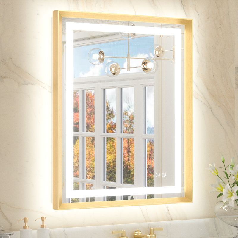 Miroir de salle de bain Dineen, Doré, 32 po x 24 po
