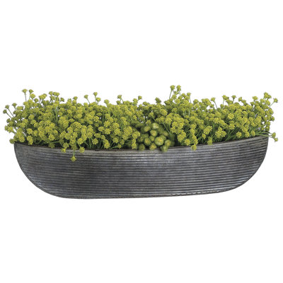 6'' Faux Flowering Plant in Metal Planter