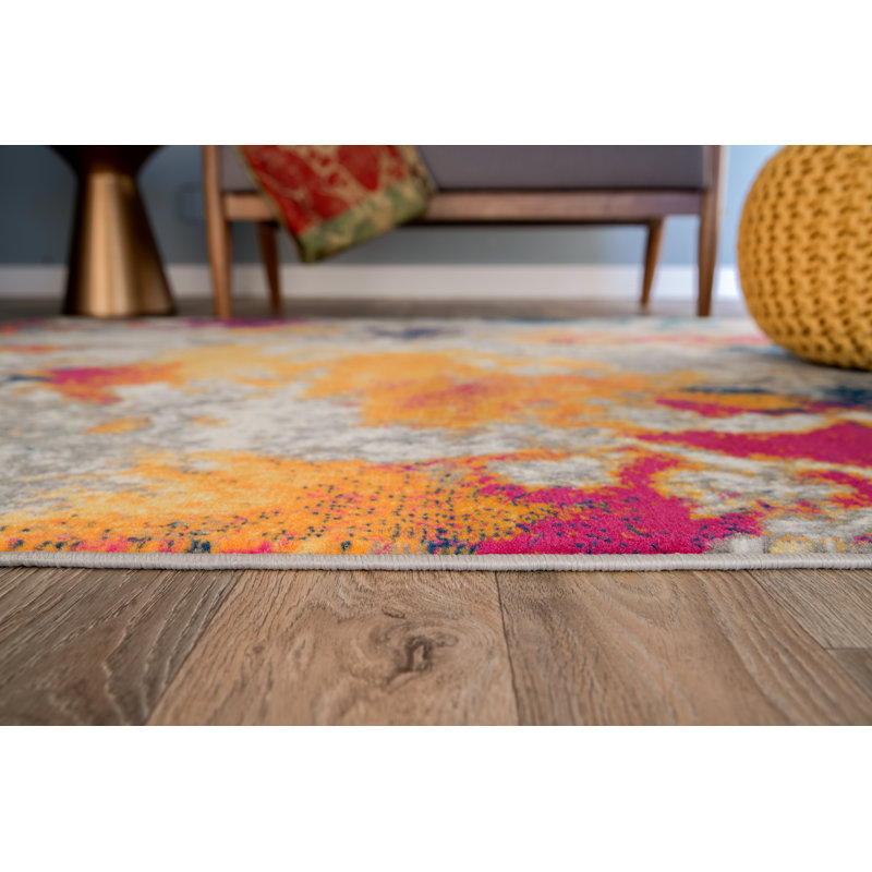 Noires Abstract Ivory/Gray/Blue Area Rug, Rectangle 7'10" x 10'