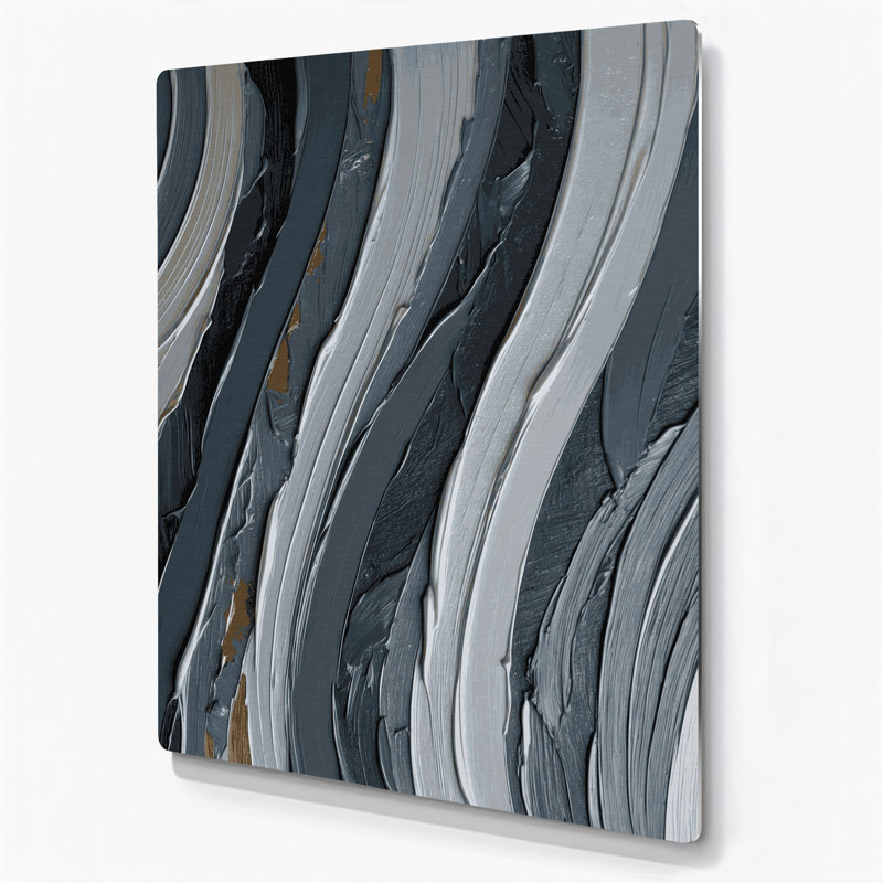 Art mural en métal gris diagonal, H 18 po x l 12 po