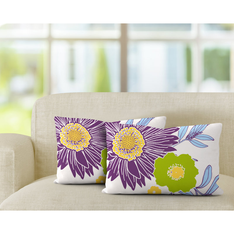 Polyester/Polyester Blend Lumbar Rectangular Indoor/Outdoor Pillow Cover & Insert, Purple