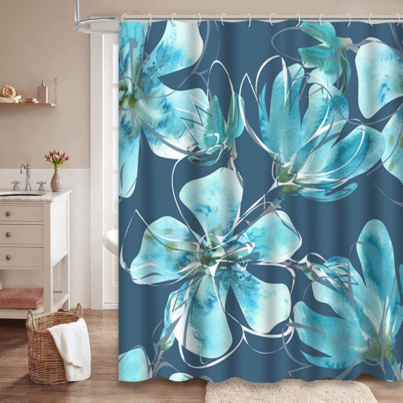 Rideau de douche abstrait sarcelle abstrait avec 12 crochets, 72" L x 72" W