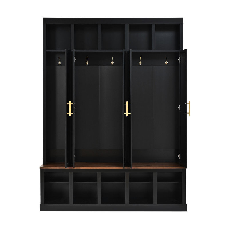 Armoire de rangement pour vestibule, unité polyvalente avec étagère à chaussures et casiers ouverts pour le couloir de la maison