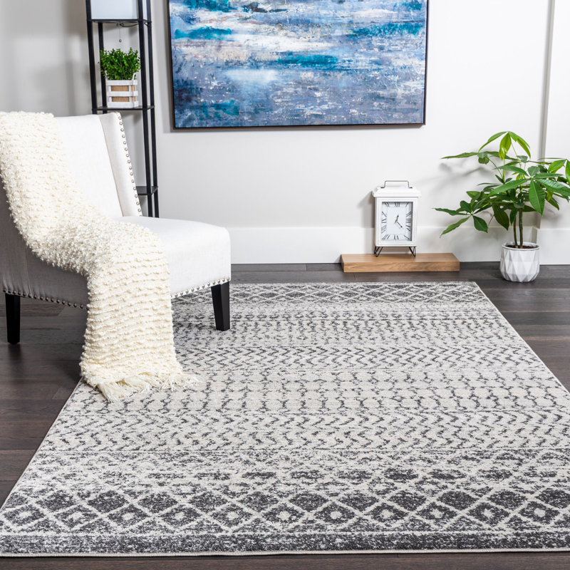 Tapis gris Southwestern, Rectangle 3 pi 11 po x 5 pi 11 po