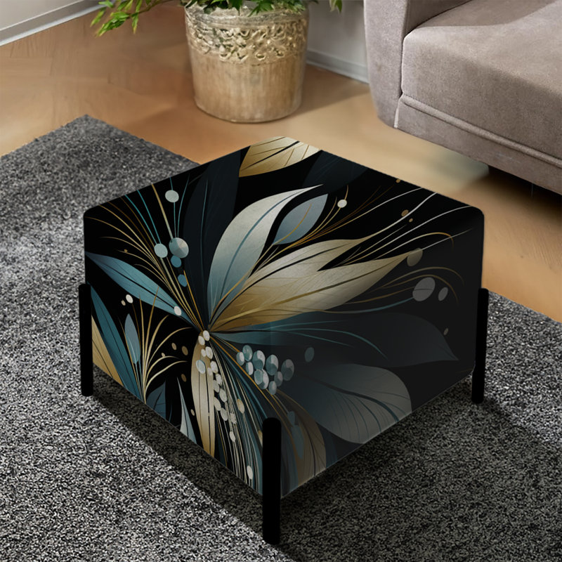 Repose-pieds carré foncé glam et noir Elegance