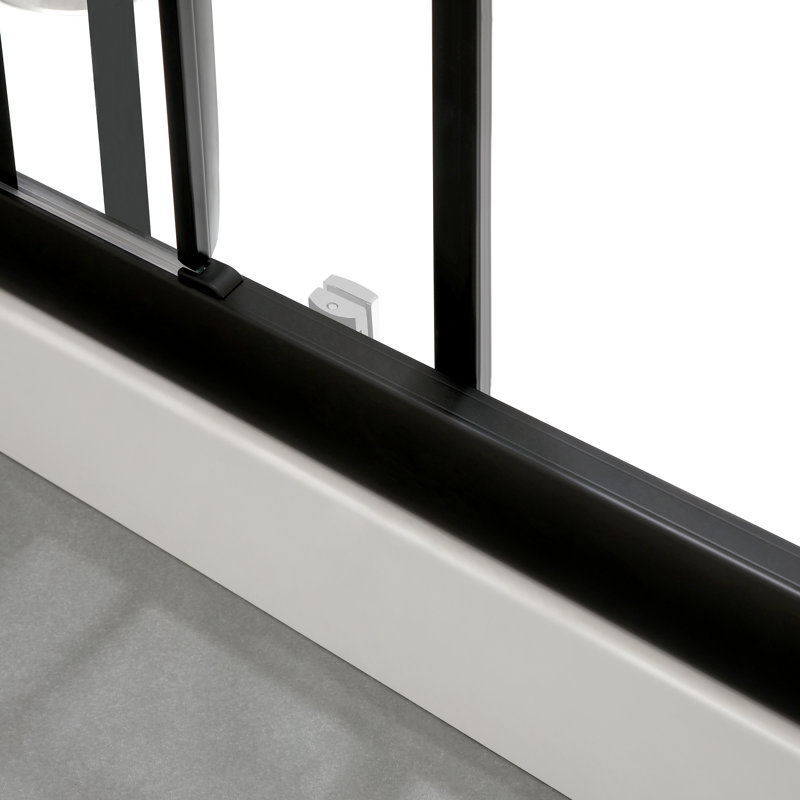 Porte de douche coulissante simple à cadre noir en aluminium l 54 po x H 72 po avec trempage à chaud et revêtement protecteur