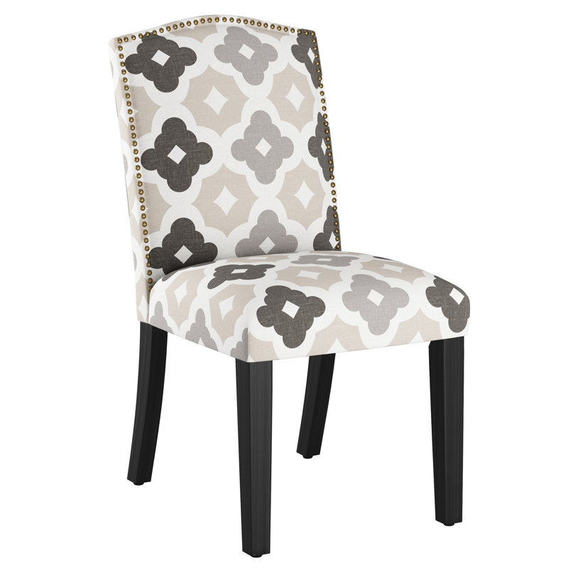 Azzurro 20'' H Cotton Upholstered Dining Chair, Sintra Taupe, Black Wood