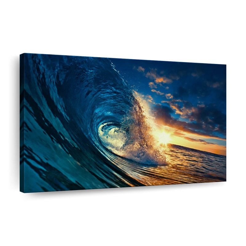 " Ocean Sunset Wave ", 8" H x 12" W x 1" D