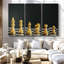 «Golden Chess P pièces», 3 pièces sur toile-98562976