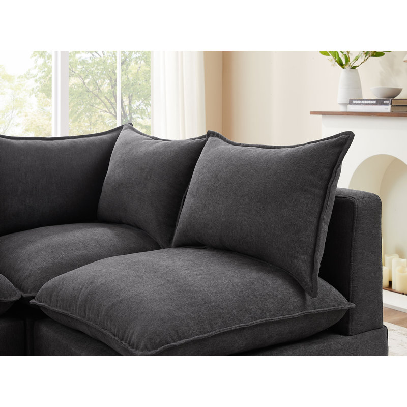 Canapé modulaire rembourré 6 pièces Pasadera, Polyester 100 % gris foncé