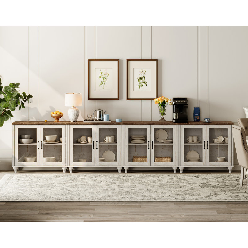 Scarlett 135.4'' Sideboard, Rustic White/Brown