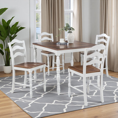 Ensemble de salle à manger 5 pièces à hauteur de comptoir avec table et 4 chaises à dossier échelle