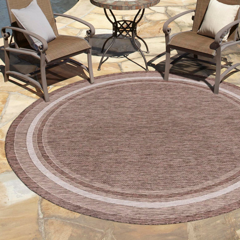 Rengin Brown/Sand Indoor / Outdoor Area Rug, Round 10'
