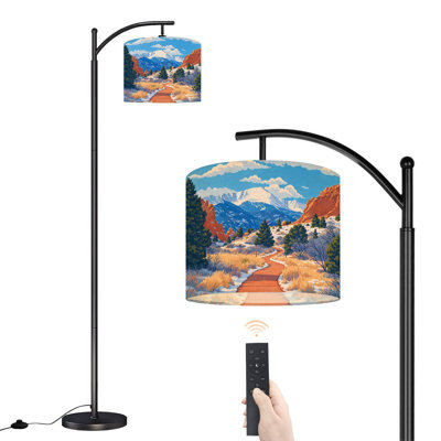 Arc Floor Lamp with Adjustable Lampshade Views Garden park Pikes Peak Standing Lamp 3 Color Temperatures Dimmable Tall Pole Lamp with Foot Switch for Bedroom