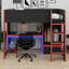 Lit mezzanine en bois avec bureau intégré, garde-robe, DEL et tiroir-125774989