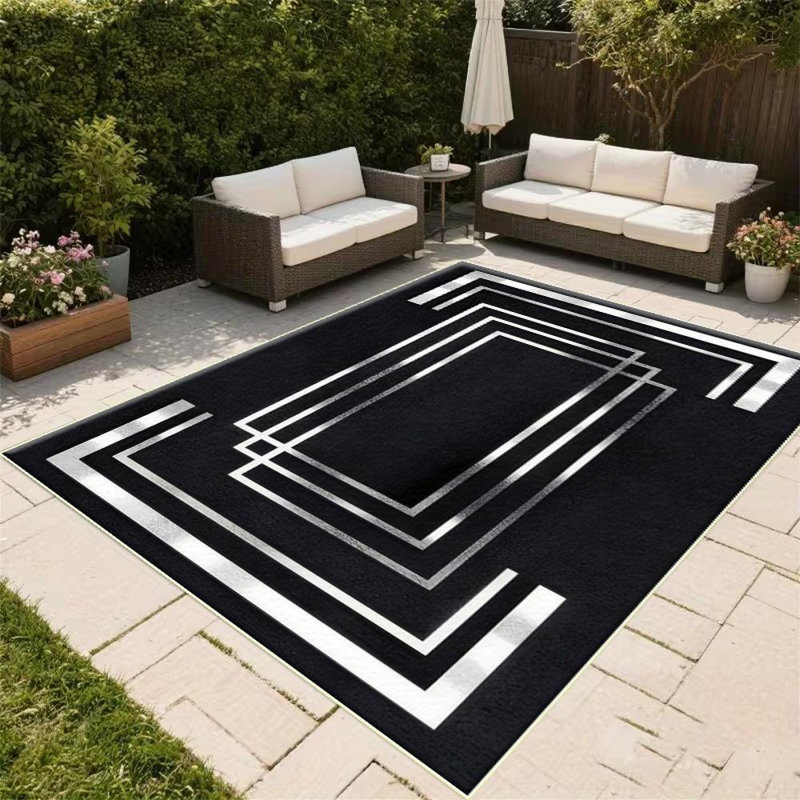 Modern Rectangular Frame Area Rug, Soft And Lightweight, Suitable For All Seasons, Easy To Maintain And Easy To Clean, Machine Washable Carpet Floor Mat, Suitable For Living Room, Bedroom, Dining Room, Office, Balcony, Room Decor, Home Decor, Outdoor Dec