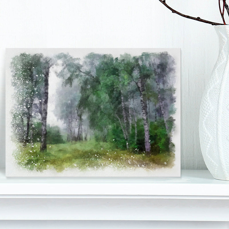 «Green Forest Watercolor Dessin», impression sur toile tendue, H 16 po x l 32 po