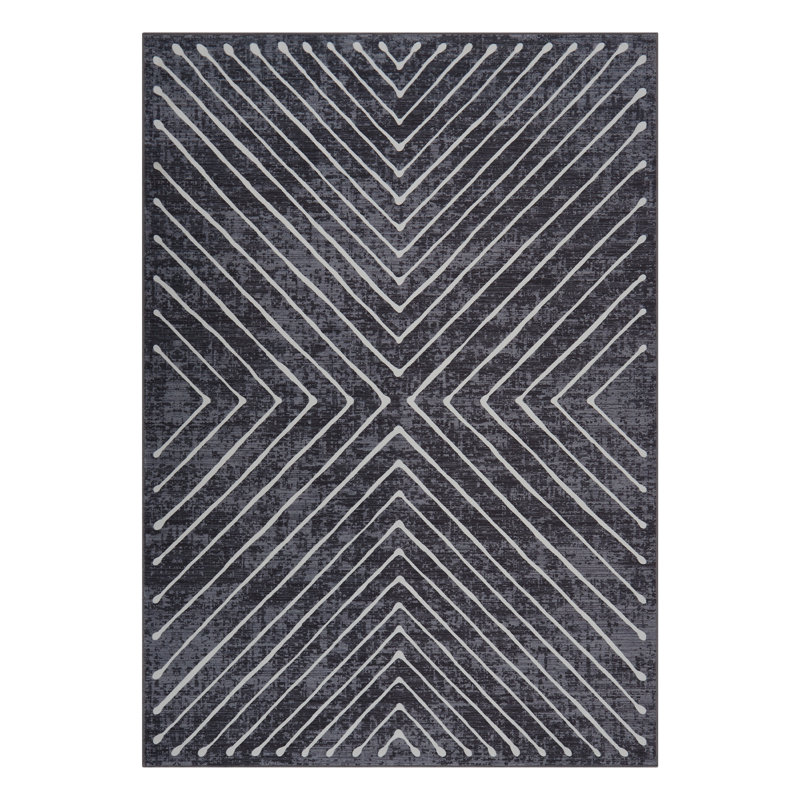 Geometric Machine Washable Rug Abstract Non Slip Living Room Rug Low Pile Thin Rug, Contemporary Neutral Rug, Non Shedding Soft Rug for Bedroom